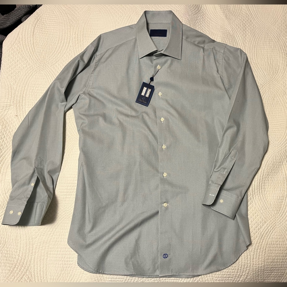David Donahue, Dress shirt, Sage Green, 17, 34/35
